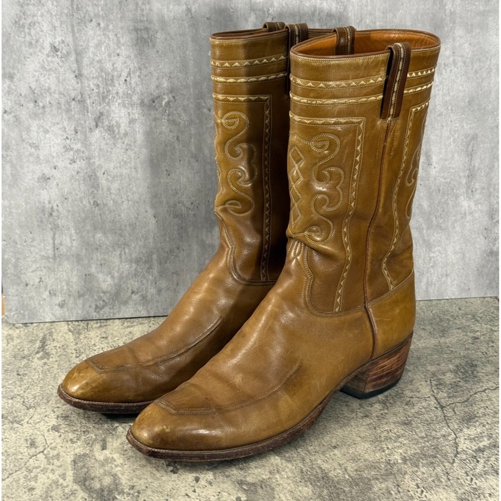 Lucchese San Antonio 1389 VTG Boots 13D Tan Spanish Collection Western Cowboy